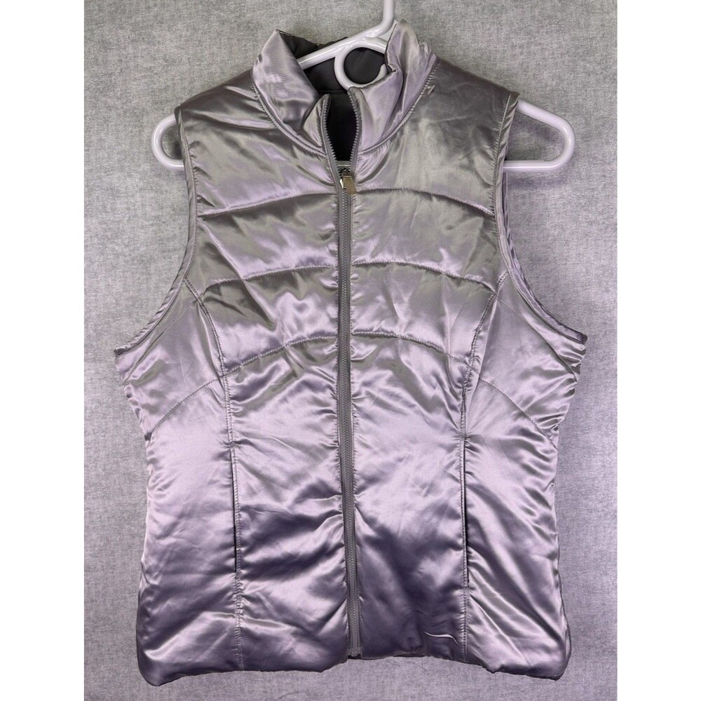 NWT Sport Haley Womens Quilted Reversible Vest Size Med Gray/Silver Pebble Beach
